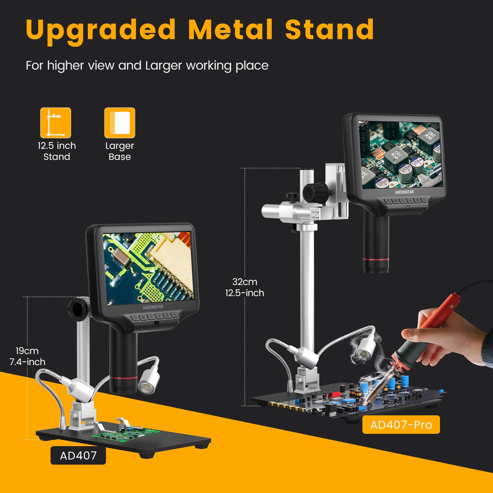 Andonstar AD407 Pro 2160P 3D HDMI Digital Microscope with Metal Stand - 7