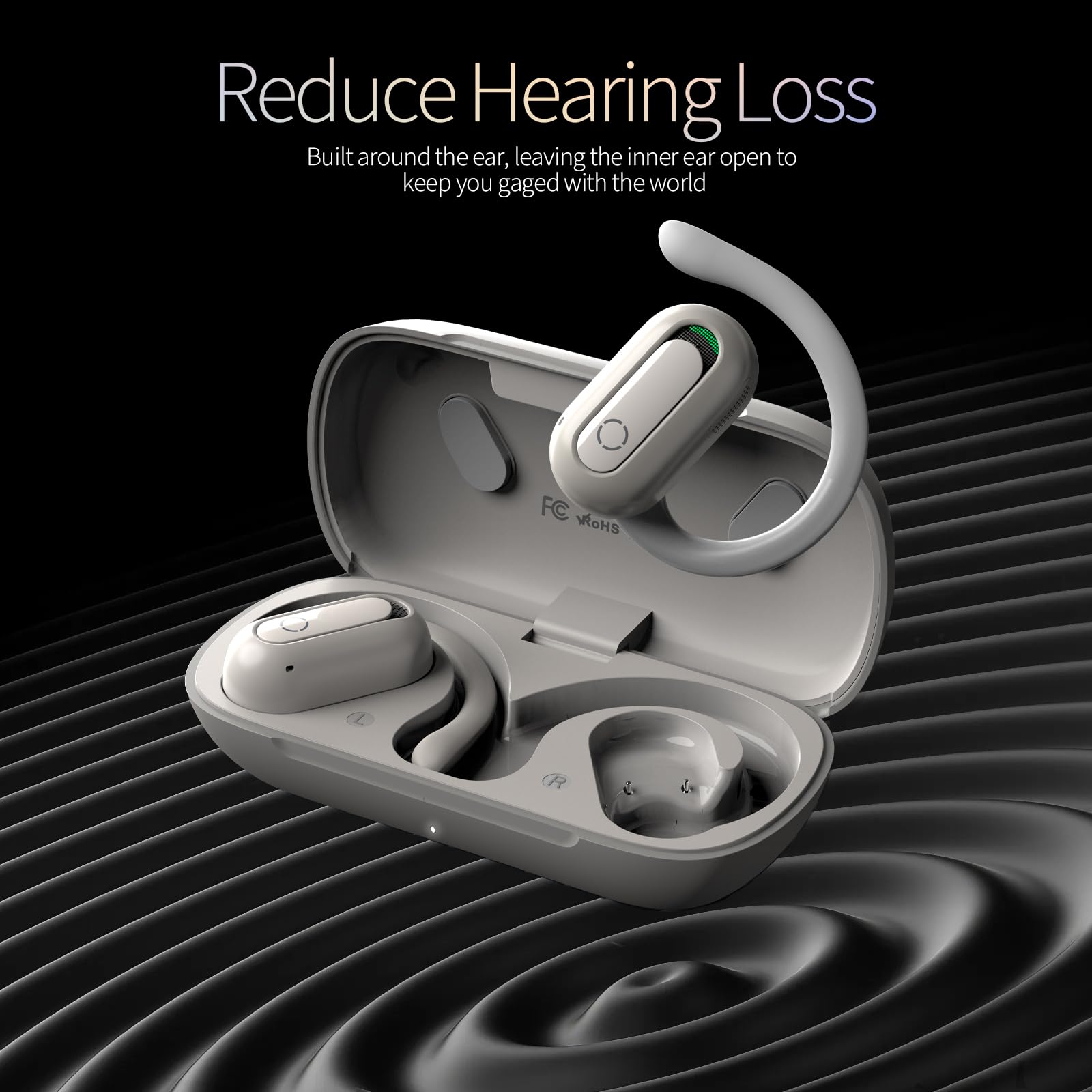 Open Ear Bluetooth 5.3 Wireless Earbuds for iPhone & Android - Rotatable Earhooks, Deep Bass, IPX7 Waterproof Headphones for Sports, Running, Cycling & Workouts - Perfect for Gym, Outdoor Activities & Office Use
