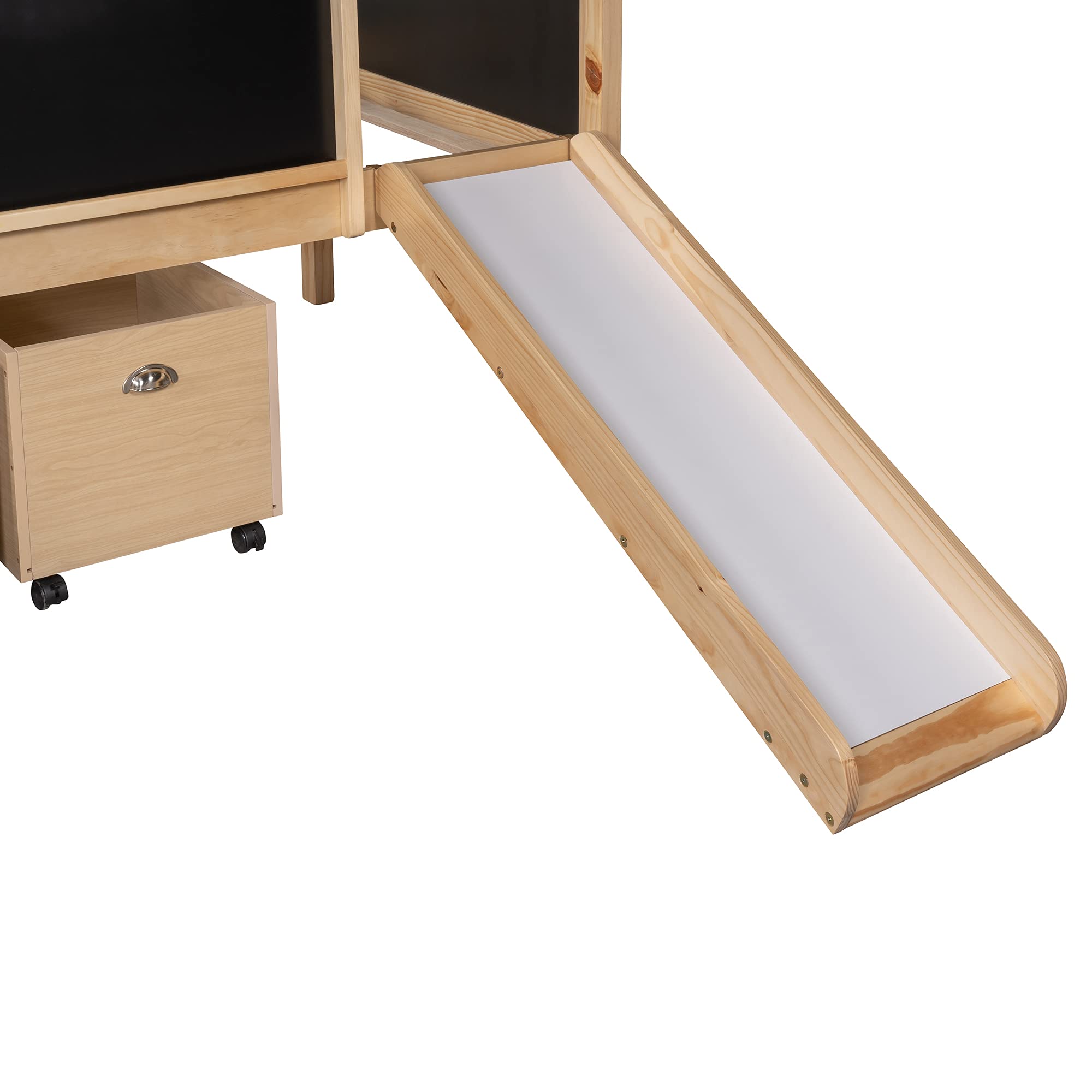JT Twin Size Loft Bed with Two Storage Boxes - Natural Wood Space-Saving Bed for Kids & Teens - Perfect for Small Bedrooms, Dorms & Studio Apartments