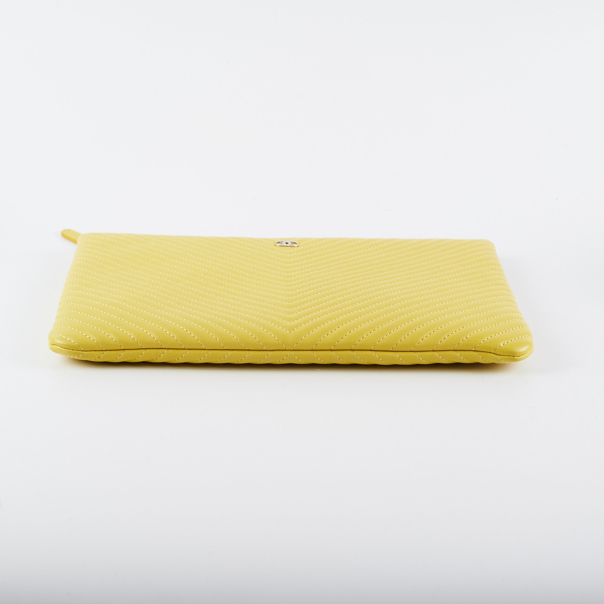 Chanel Chevron O Case Yellow - Luxury Quilted Leather Wallet on Chain for Women | Perfect for Parties, Evening Events & Everyday Use