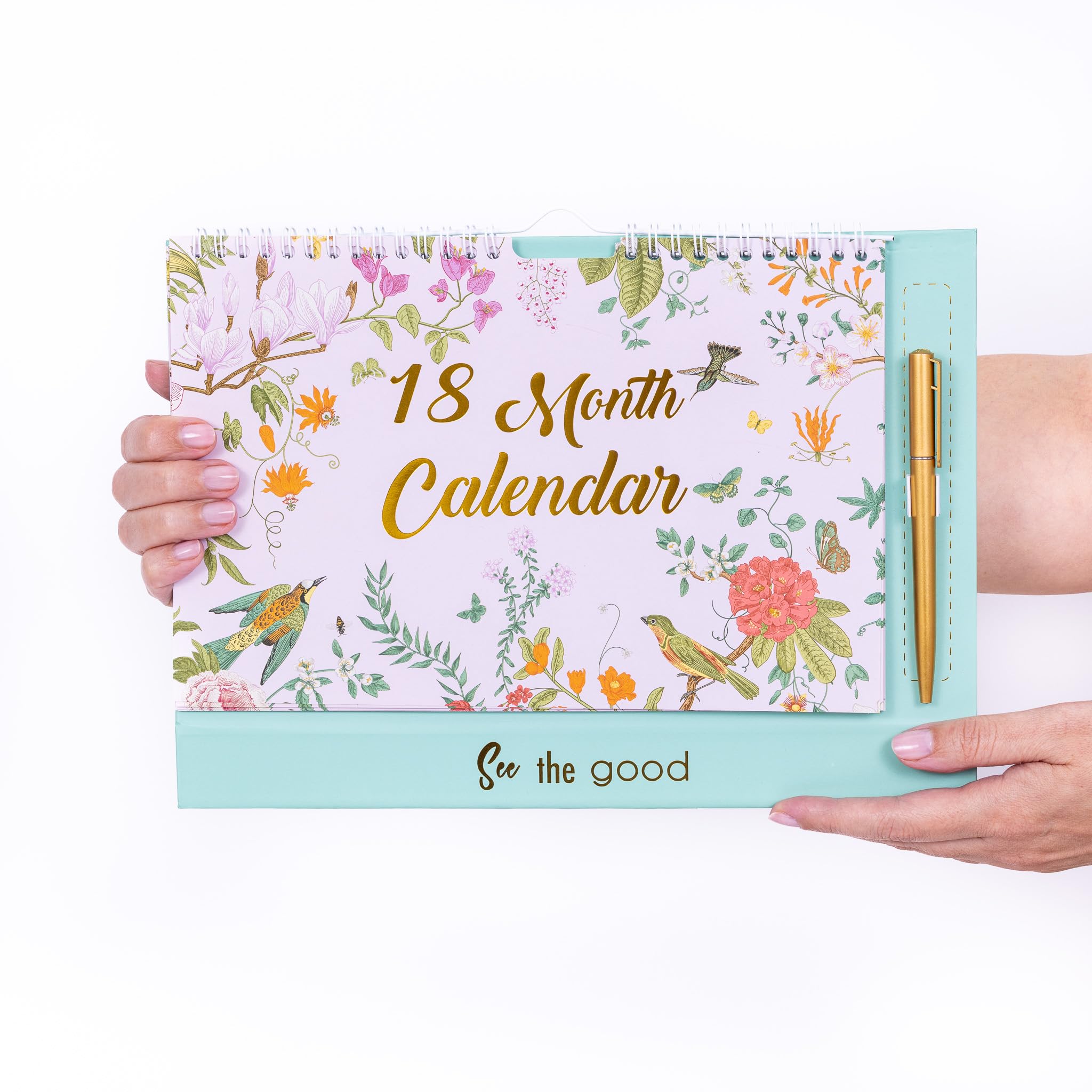 2025-2026 18-Month Spiral Bound Desk Calendar | Standing Flip Planner with Pen Holder | Perfect for Home Office, School & Family Organization | Gift Idea for Professionals & Students