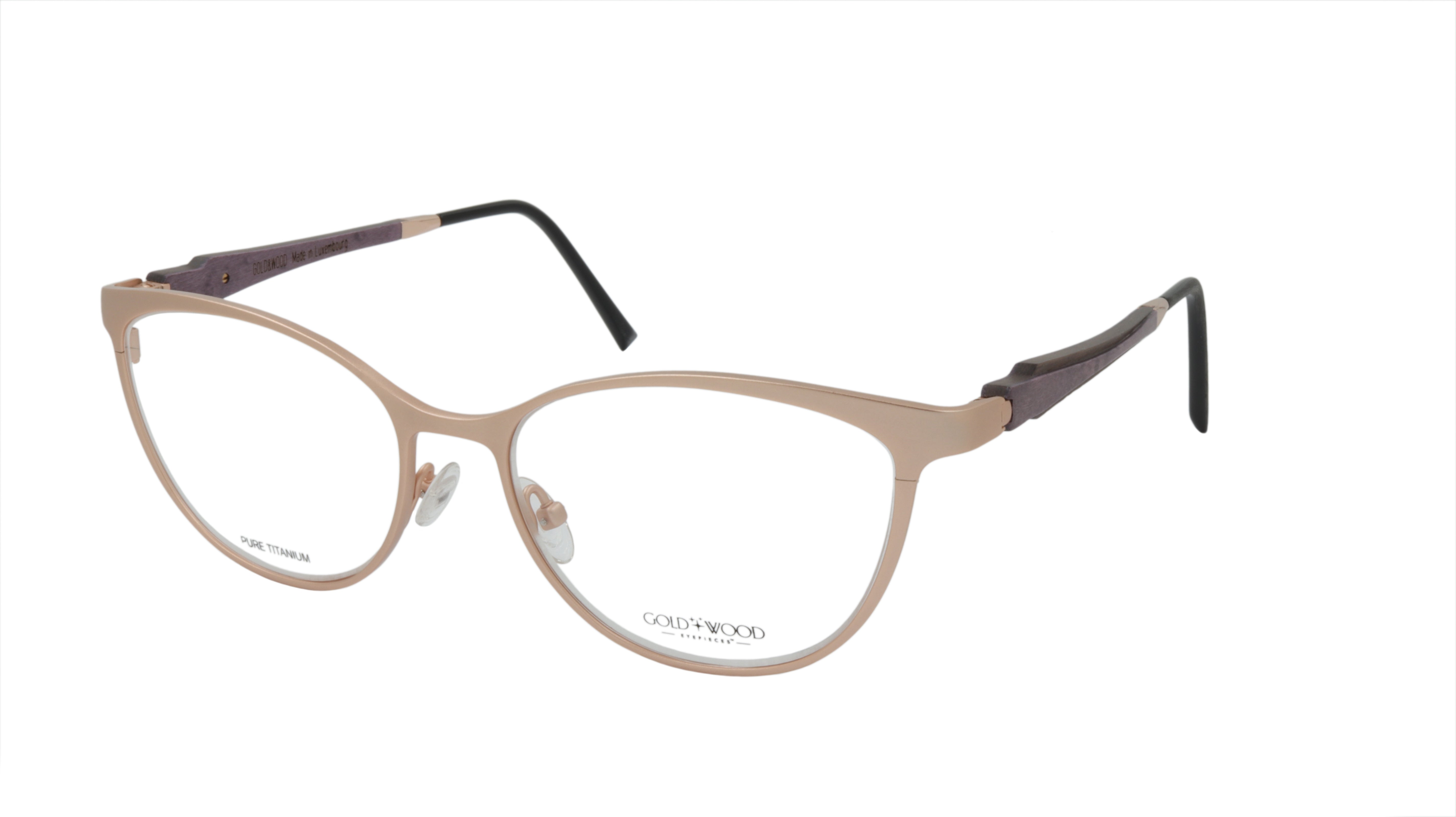 Luxury Gold & Wood Eyewear - Satin Rose Gold & Purple Frame Sunglasses for Men & Women | Perfect for Outdoor, Fashion & UV Protection