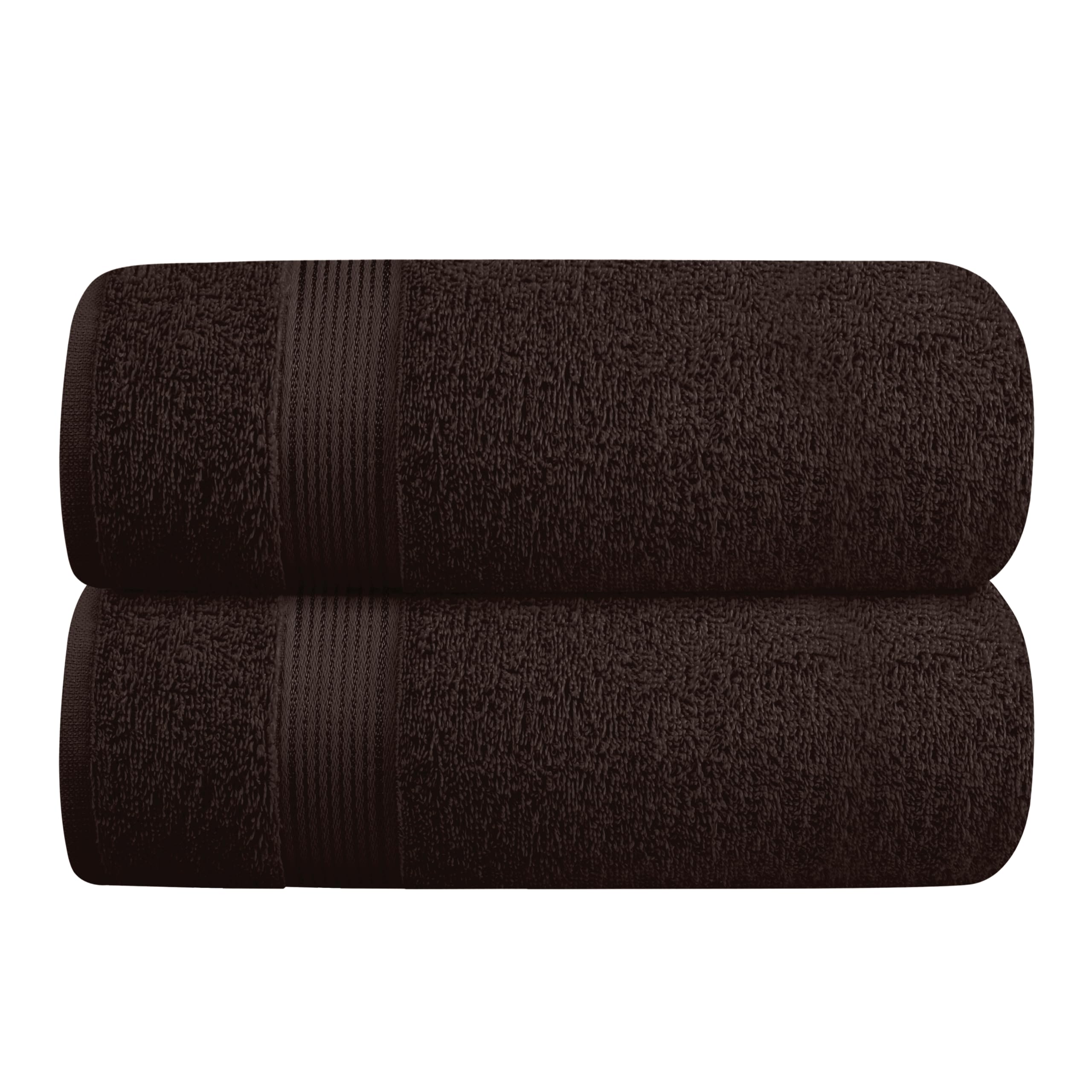 Belizzi Home 2-Pack Cotton Oversized Bath Towels 28x55 Inches - Ultra Absorbent, Quick Dry, Lightweight Large Bath Towels for Gym, Travel, Camping & Pool Use - Brown