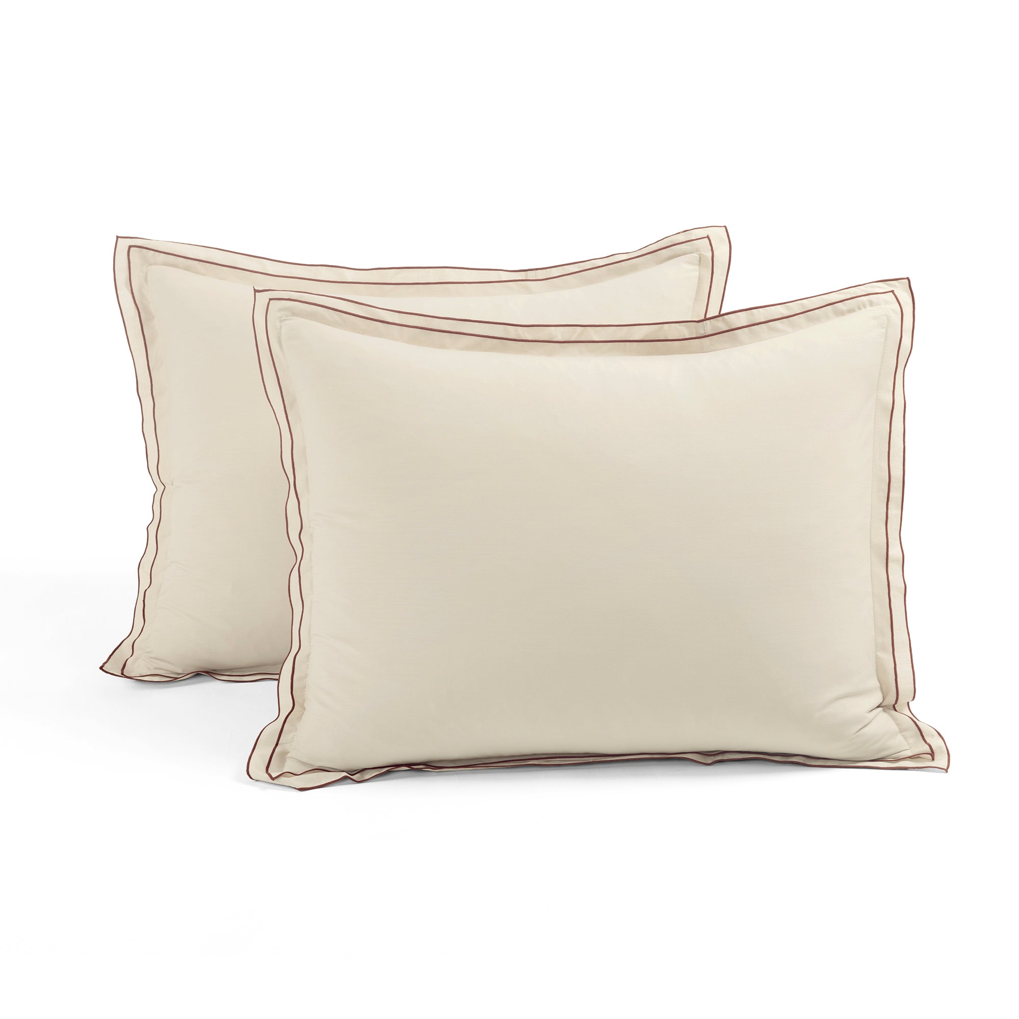 Hampton Double Flange Embroidered Contrast Edge Comforter Set - Queen Size Luxury Bedding for Master Bedroom & Guest Room - Soft & Elegant Home Decor for All Seasons