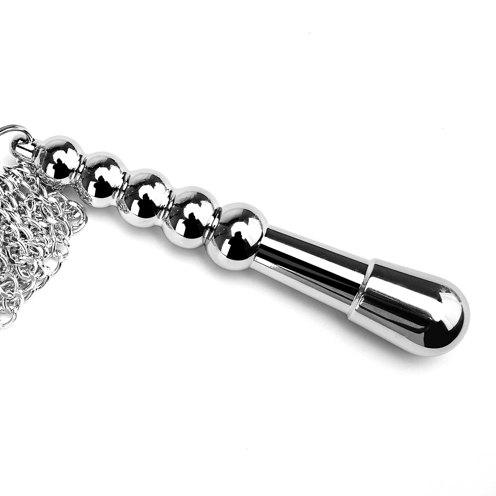 BDSM Whip & Anal Plug Set - Metal Iron Chain Sex Toy for Couples, Adult Bondage & Training - Perfect for Spicing Up Your Bedroom & BDSM Play (Silvery)