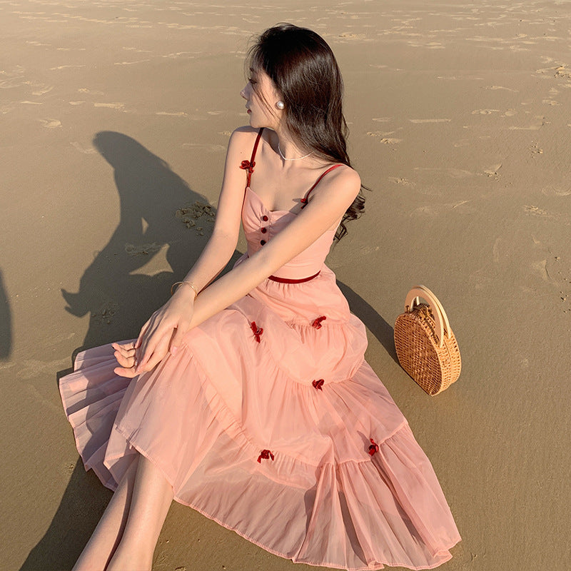 Gentle Fairy Dress - Sweet Pink Mid-Length Party Dress for Girls | Perfect for Birthday, Tea Party & Special Occasions