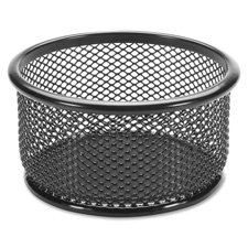 Black Mesh Paper Clip Holder - 3.75 x 3.88 Inch Office Desk Organizer for Paperclips, Sticky Notes & Small Stationery Items | Perfect for Home Office, School & Workplace Organization