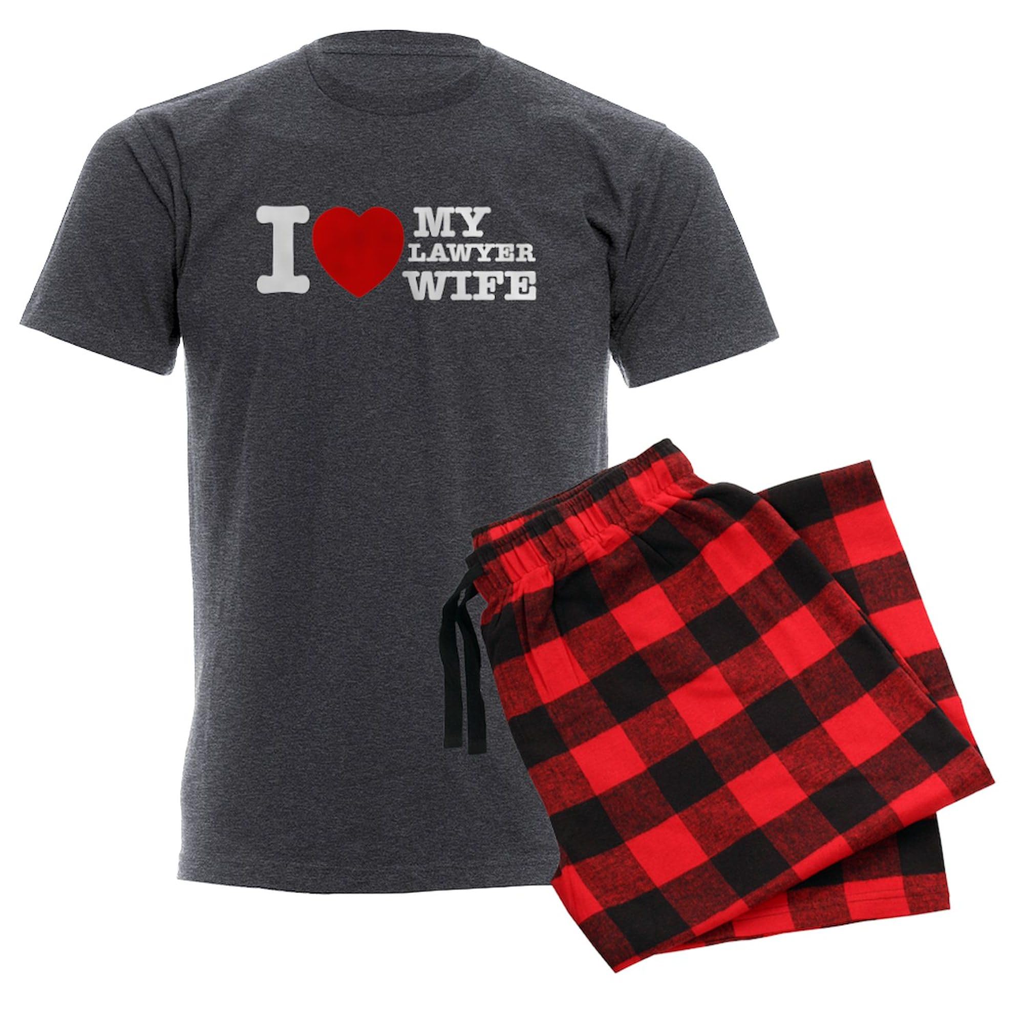 Lawyer Wife Men's Charcoal Pajamas - Funny Novelty Sleepwear for Him | Perfect Gift for Attorneys & Law Students