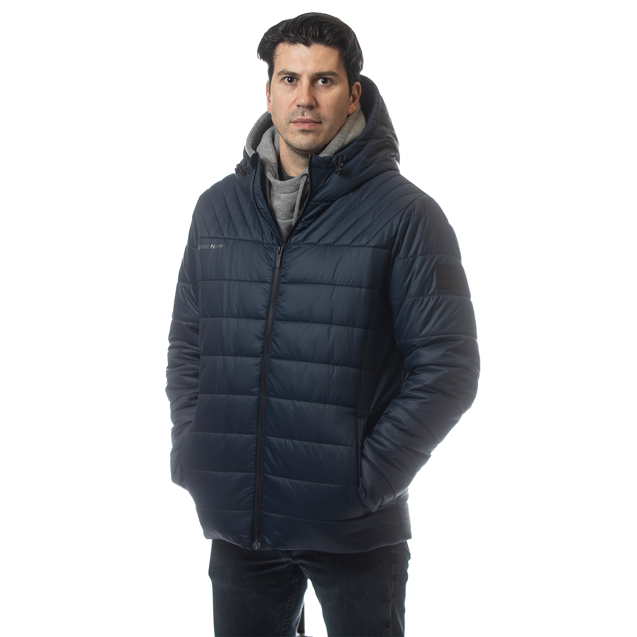 Bauer Hockey Youth Hooded Puffer Jacket - Warm Winter Coat for Kids Outdoor Ice Skating & Hockey Games