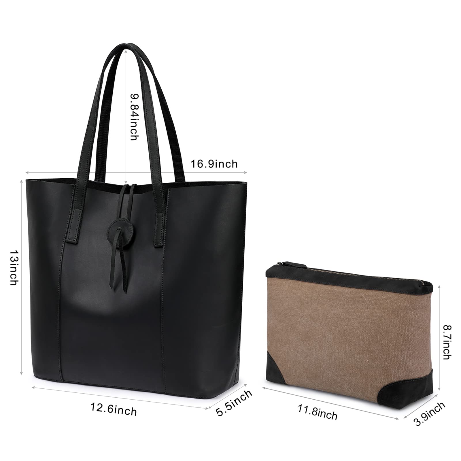 Vintage Genuine Leather Tote Bag for Women - Large Shoulder Purse Handbag - Stylish & Durable Work Bag, Travel Bag & Everyday Carry Purse