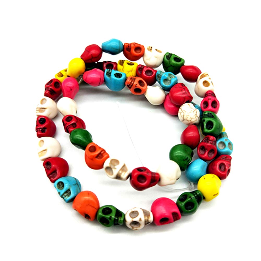 JKJF Multicolor Turquoise Skull Head Loose Spacer Beads for Jewelry Making - DIY Crafting Supplies (64 pcs) - Perfect for Bracelets, Necklaces, and DIY Jewelry Projects