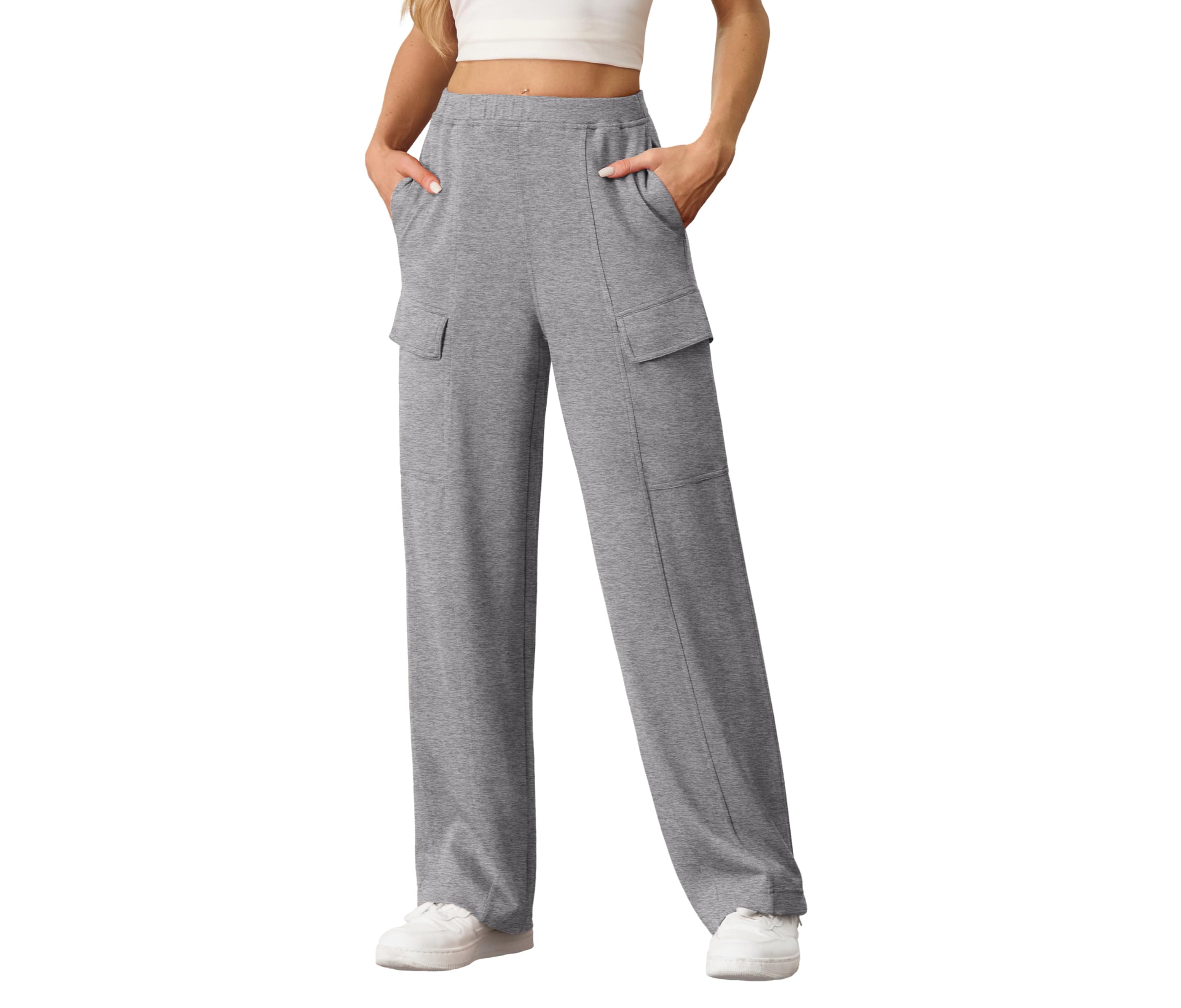 Women's Cargo Sweatpants - Baggy Wide Leg Joggers with Pockets | Comfy Casual Athletic Pants for Fall 2024 Fashion | Perfect for Workouts, Lounging & Streetwear Outfits