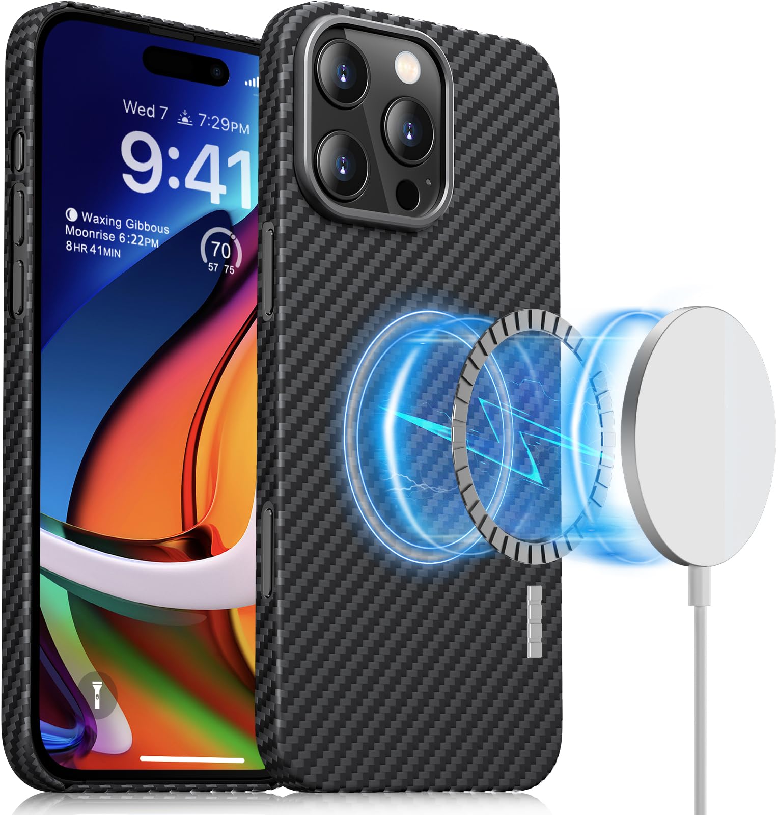 Memumi Magnetic Carbon Fiber Case for iPhone 16 Pro - Ultra Thin & Military Grade Drop Protection | MagSafe Compatible Durable Aramid Fiber Cover | Perfect for Outdoor Adventures, Daily Commuting & Active Lifestyles