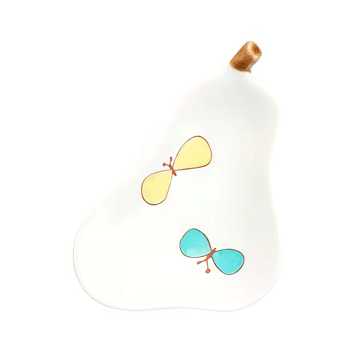 Harekutani Porcelain Pear Plate with Butterfly Design - Elegant Japanese Dinnerware for Dessert, Fruit Serving & Home Decor - Perfect for Tea Parties, Wedding Receptions & Gift Giving