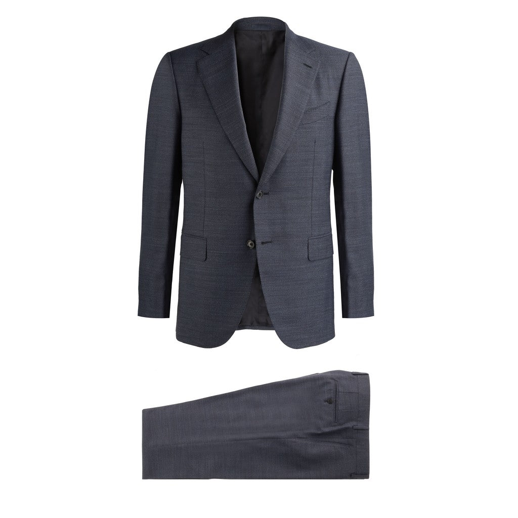 HENRY SARTORIAL X CARUSO Norma Single Breasted Wool Suit for Men - Navy Blue Business Formal Wear - Perfect for Office, Weddings & Special Occasions