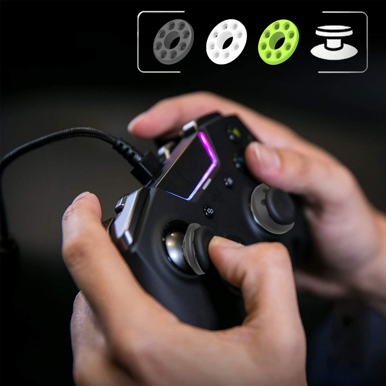 10 Pack Joystick Damping Rings for Xbox Series X/S, Xbox One, PS4, PS5, Switch Pro & Scuf Controllers - Anti-Slip Thumbstick Grips for Enhanced Aim Assist & Motion Control (Gaming Accessories for FPS, Sports & Racing Games)