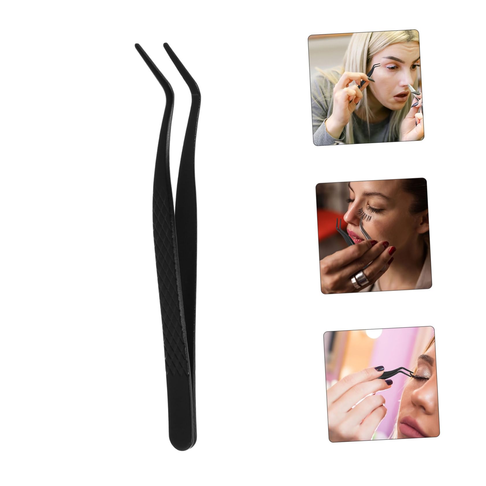 Professional Stainless Steel Eyelash Extension Tweezers - Curved Tip Precision Lash Tweezers for Salon & DIY Use - Perfect for Lash Extensions, Volume Lashes, and Individual Lash Application