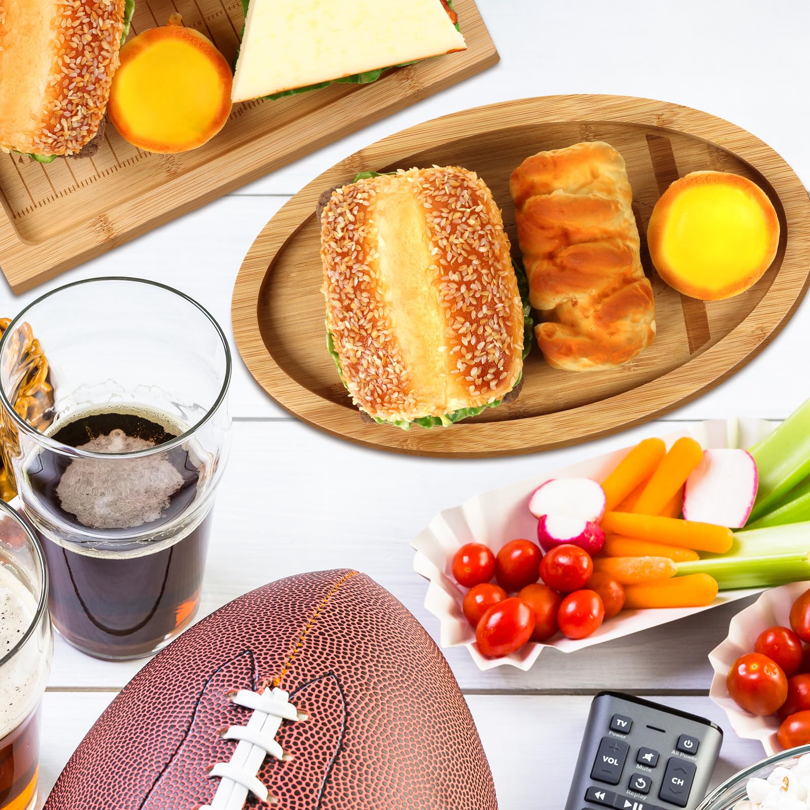 2pcs Wooden Football Serving Trays - Party & BBQ Decor