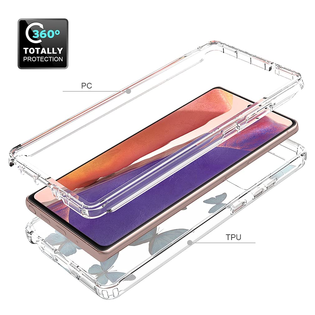 Samsung Galaxy Note 20 5G Case for Women - Shockproof Clear Floral TPU Slim Protective Phone Cover with Full Body Protection (Butterfly Design) | Perfect for Everyday Use, Work & Travel