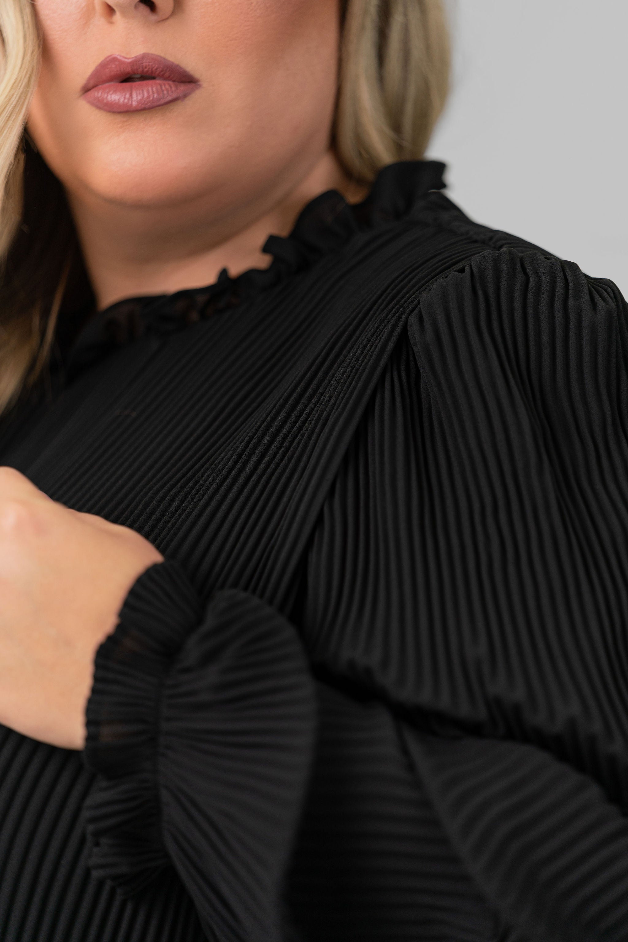Elegant Pleated Lace Trim Blouse for Women - Stylish Floral Embroidered Tops for Office, Party & Date Night Outfits
