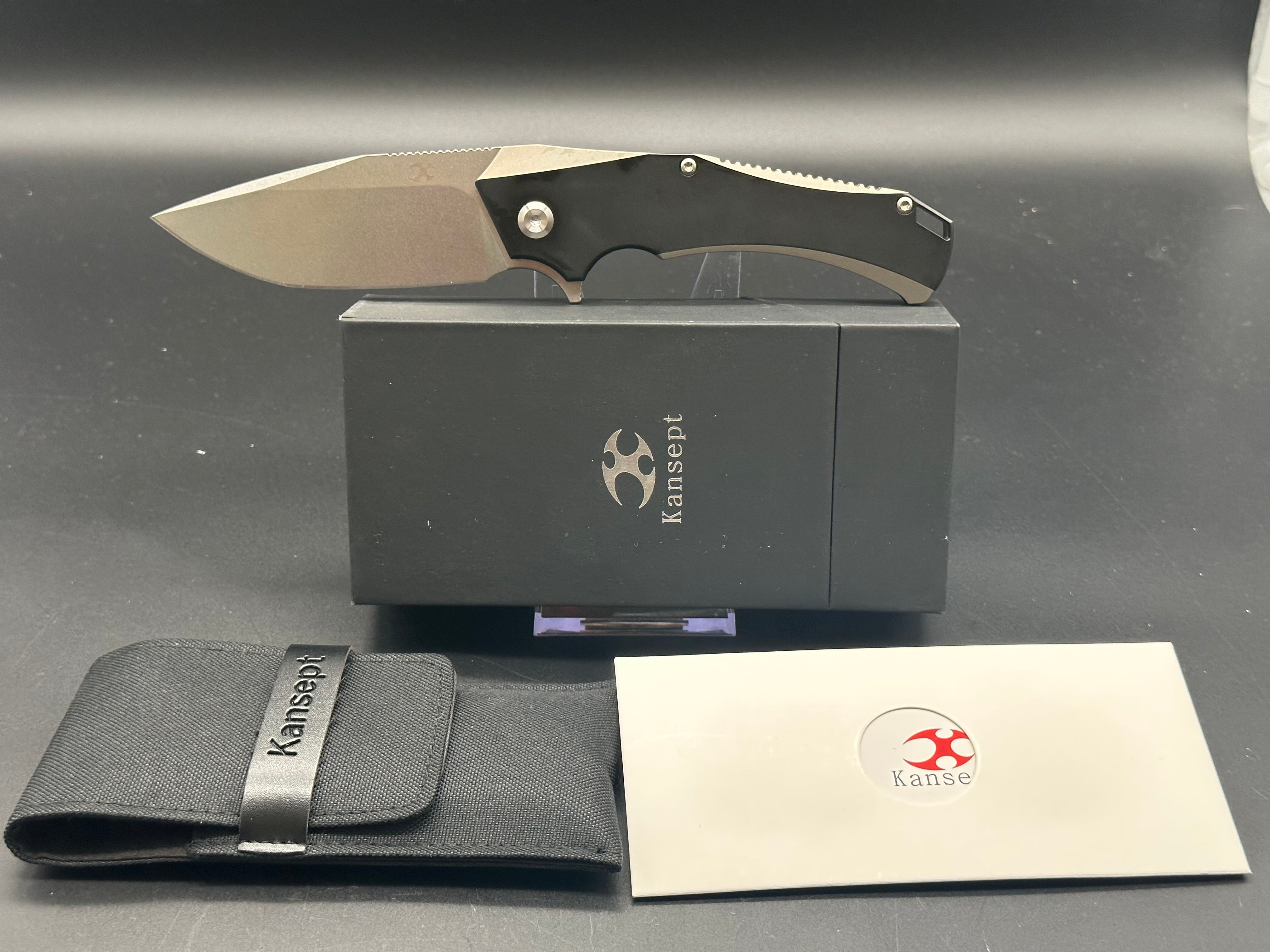 Kansept Mikkel Willumsen Hellx Black Titanium Folding Pocket Knife - EDC Tactical Knife for Outdoor Camping, Hiking & Survival Gear