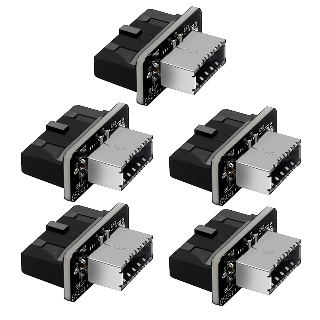 JMT USB C Front Panel Type E Adapter - 20pin to 19pin USB 3.0 Internal Header Converter for USB 3.1/3.2 Gen 2 - PC Motherboard Connector Riser (5 Pack) - Perfect for Custom PC Builds & Case Modifications