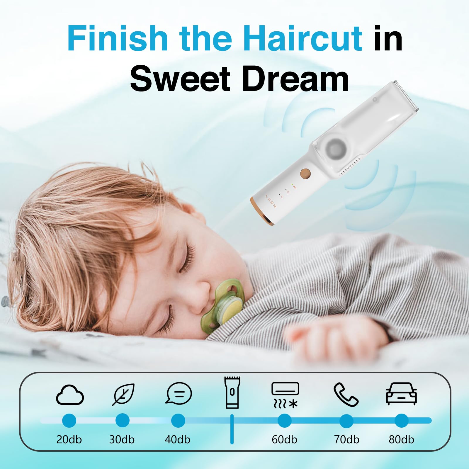 Baby Hair Clipper with Vacuum - Cordless & Waterproof IPX7 Kids Hair Trimmer Kit with 3 Guide Combs & 18 Accessories - Safe & Quiet for Baby, Toddler, Infant Haircuts at Home or Salon