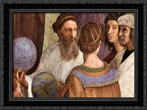 Raphael's The School of Athens (Detail) - 24x18 Inch Black Ornate Wood Framed Canvas Art Print - Renaissance Wall Decor for Living Room, Office & Study