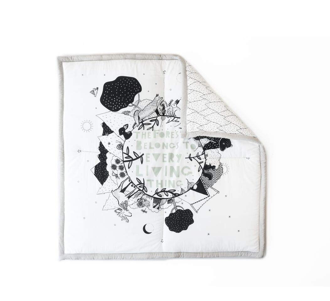 Wee Gallery Forest Playmat for Babies - Reversible Large Washable Organic Floor Mat for Newborns & Infants | High Contrast Animal Design for Tummy Time, Sensory Play & Early Development | Perfect for Nursery, Daycare & Travel Use