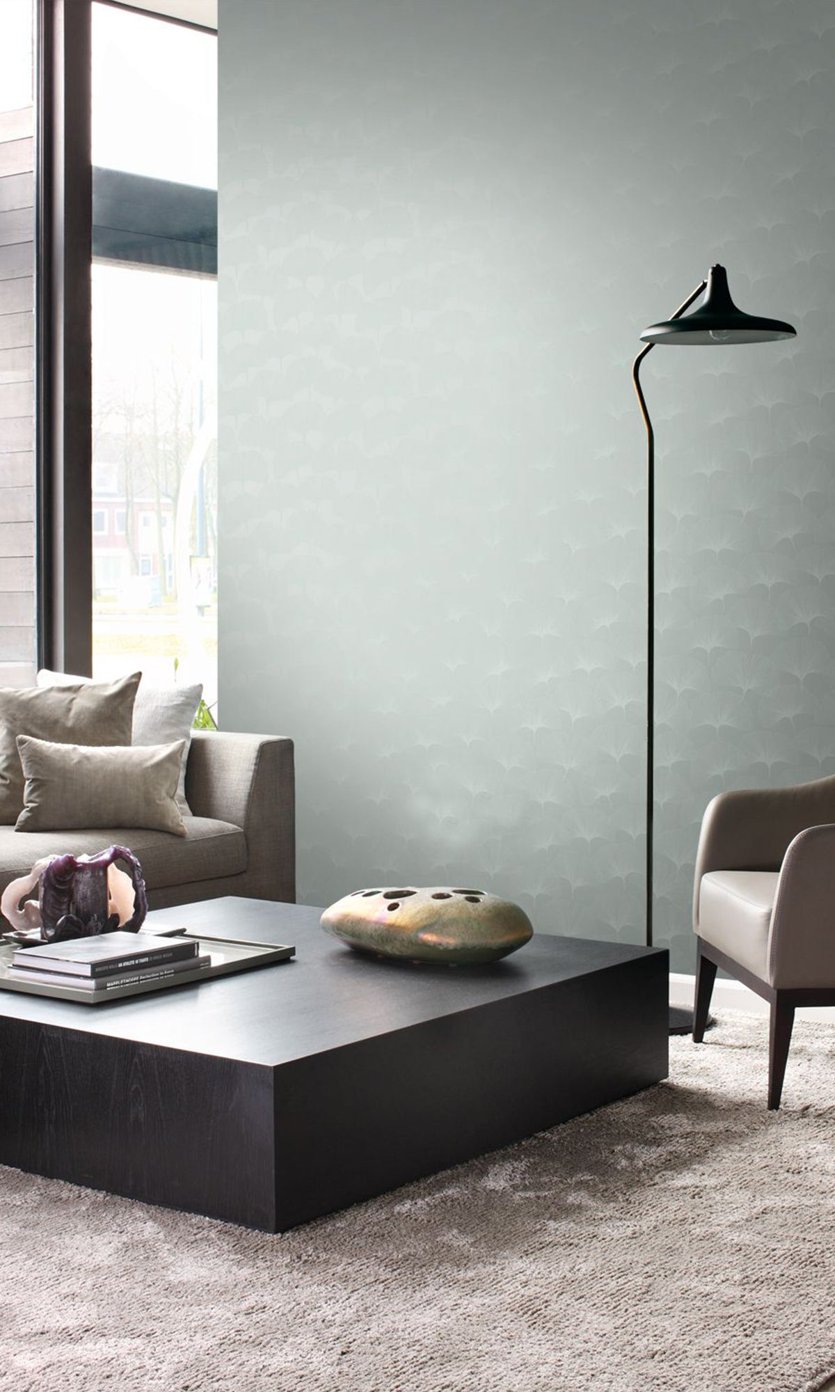 Celadon Green Ginkgo Leaves Peel and Stick Wallpaper - Self-Adhesive Removable Wallpaper for Bedroom, Living Room, Bathroom Decor | Botanical Nature Inspired Wall Mural