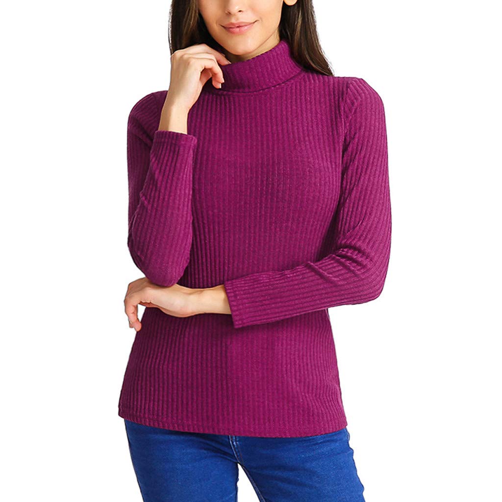 Kulywon Women's Cotton Long Sleeve Turtleneck T-Shirt - Soft Casual Basic Top for Everyday Wear, Work & Fall Layering