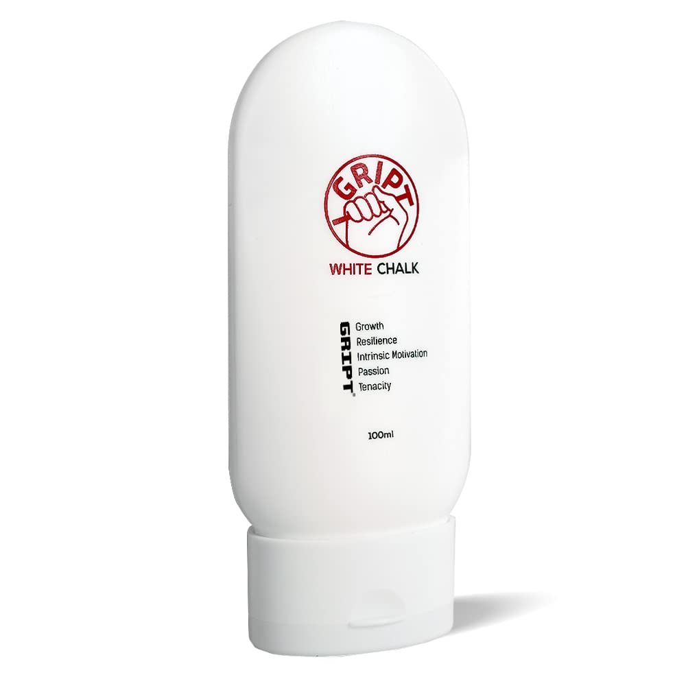 GRIPT White Liquid Chalk for Gym & Weightlifting - Sweat-Resistant, Long-Lasting Professional Grip Gel (100ml) | Perfect for Rock Climbing, Bouldering, Gymnastics & CrossFit Training