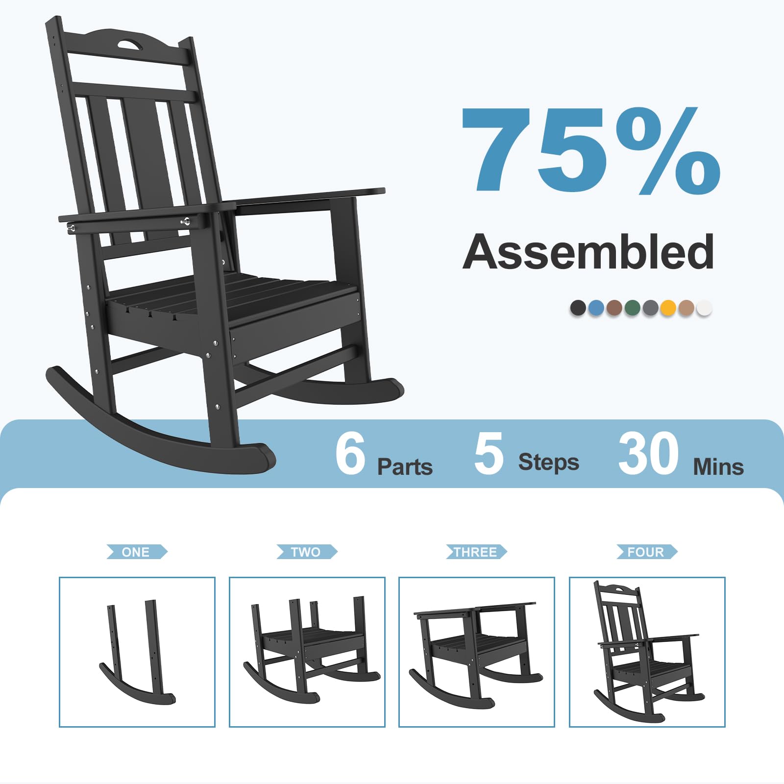 **Nalone Oversized All-Weather Outdoor Rocking Chair for Adults - Durable Patio Rocker for Garden, Lawn, Porch & Backyard Relaxation (White) - Perfect for Reading, Sunbathing & Enjoying Nature**