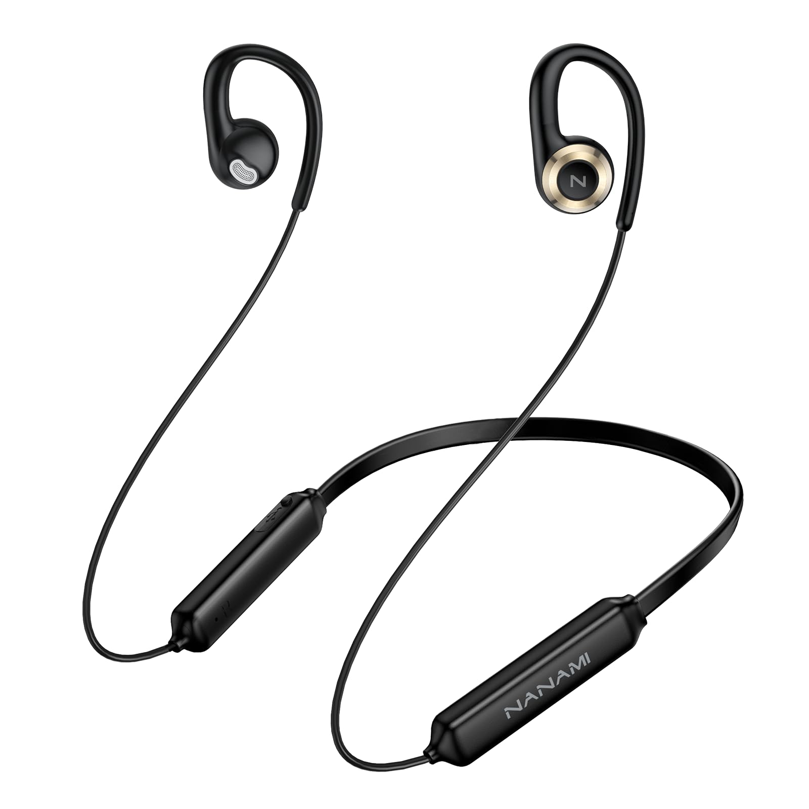 NANAMI Open Ear Wireless Bluetooth Headphones - 15H Playtime, Stereo Sound, IPX5 Waterproof Sports Earbuds with Earhooks - Perfect for Running, Workout, Gym & Outdoor Activities