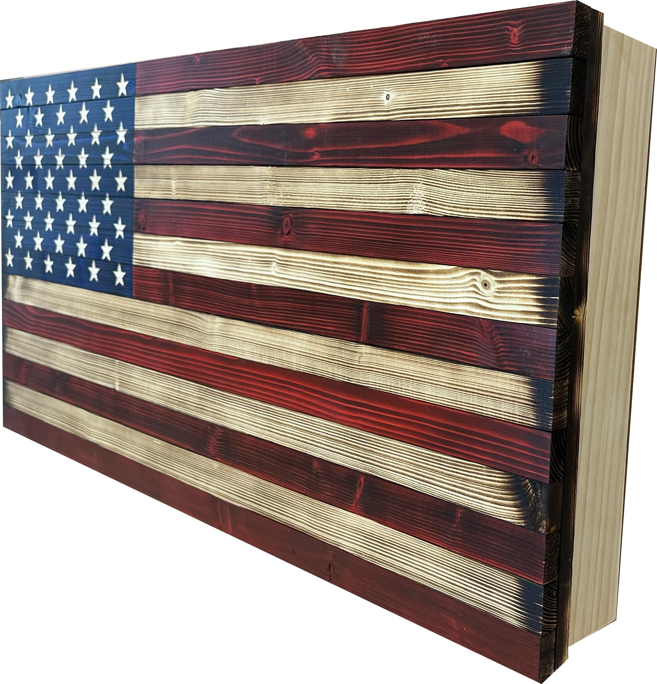 Large American Flag Concealed Gun Cabinet - Hidden Gun Storage Safe with Patriotic Red & Blue Design by Bellewood Designs | Perfect for Home Security, Hunting Gear Organization & Firearm Protection