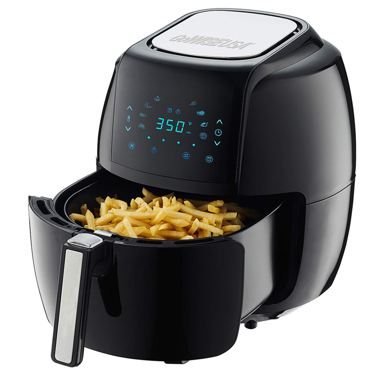GoWISE USA 1700W 5.8QT 8-in-1 Digital Air Fryer with Recipe Book - Black | Healthy Oil-Free Cooking for Family Meals, Snacks & Meal Prep