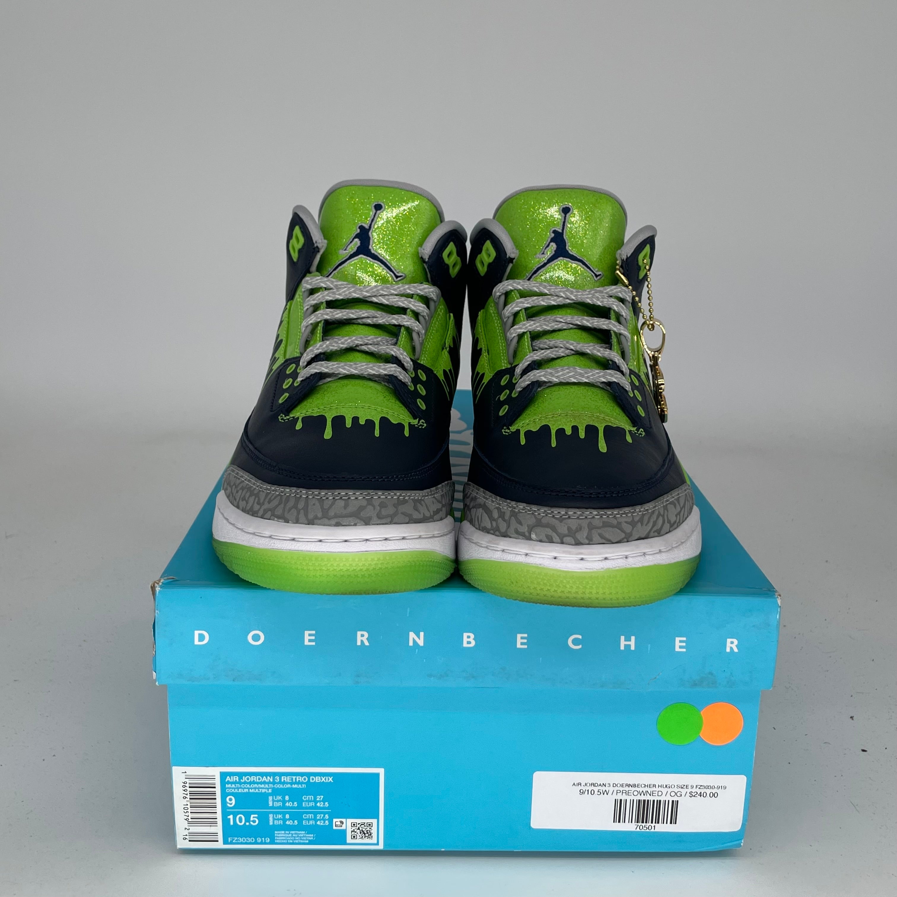 Original Air Jordan 3 Doernbecher Hugo Size 9 Men's Basketball Shoes FZ3030-919 - Retro Sneakers for Streetwear & Basketball Enthusiasts