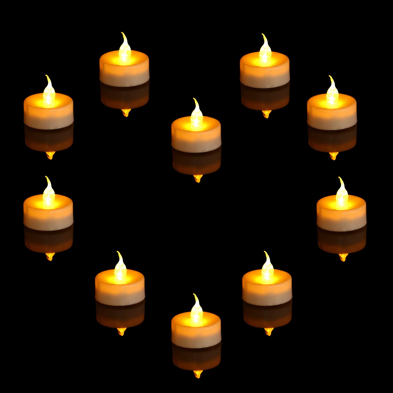 LED Remote Tea Lights with Timer - 12 Pack Electric Flameless Candles, Flickering Amber Votive Lights for Wedding, Home Decor, Party & Romantic Dinner Ambiance