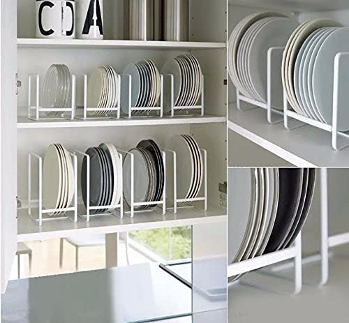 Premium Wrought Iron Kitchen Dish Rack & Utensil Holder Set of 2 - Modern White Kitchen Storage Organizer with Plate Stand | Space-Saving Countertop Solution for Small Kitchens & Dish Drying
