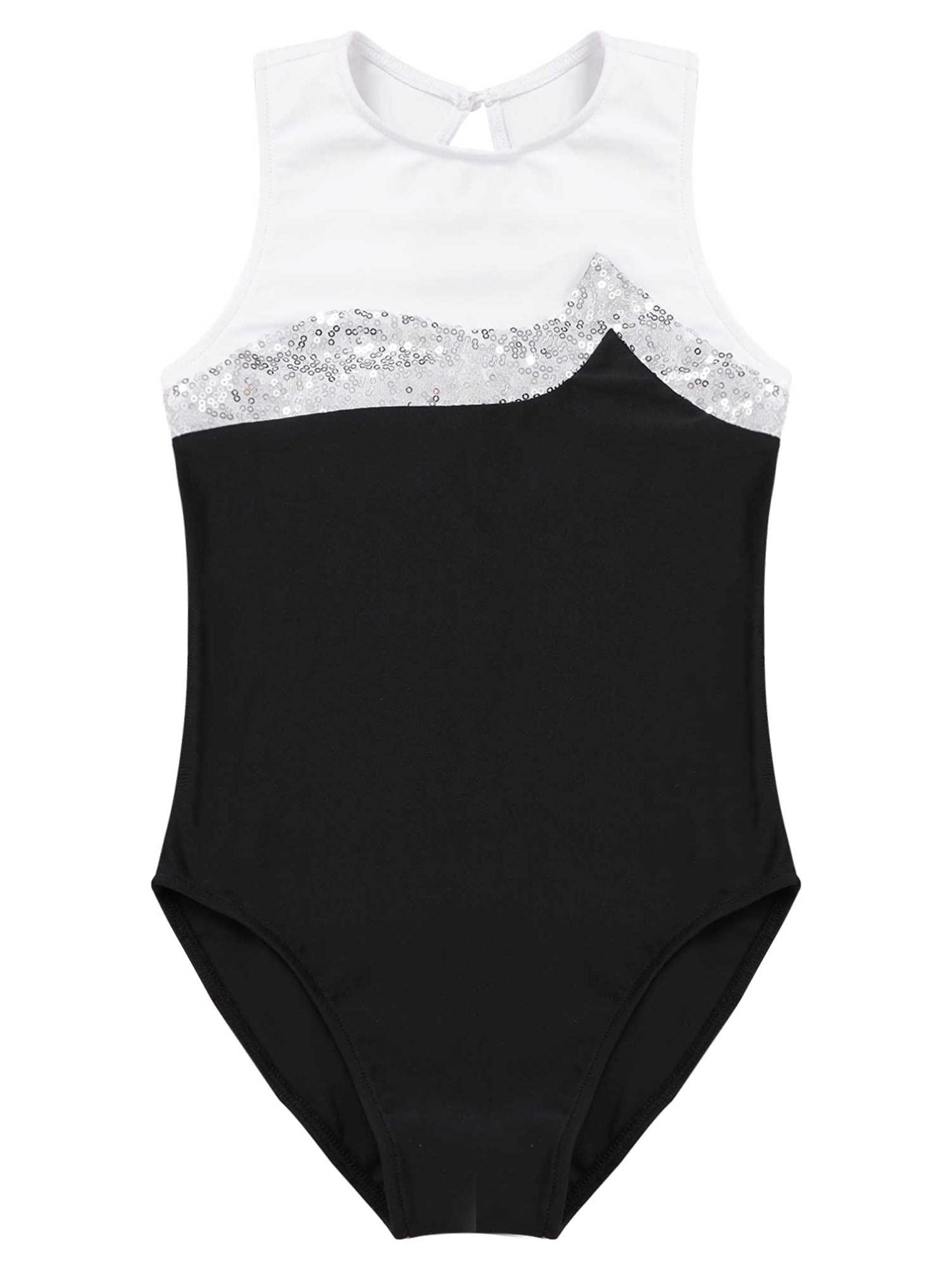 Girls Sleeveless Gymnastics Leotard - Ballet Dance Outfit with Pattern Print - Athletic One-Piece Bodysuit for Gymnastics, Ballet & Dance Performances