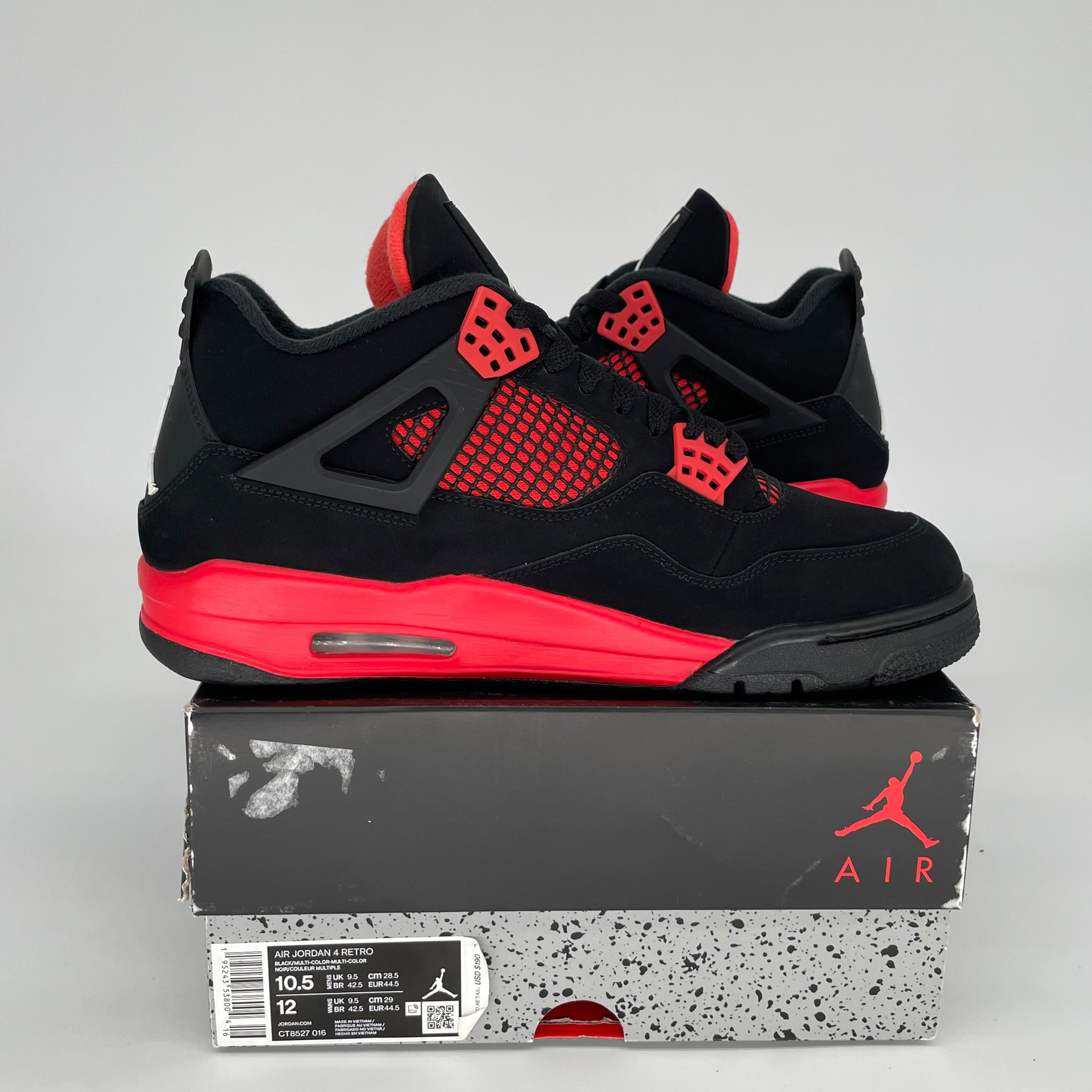 Air Jordan 4 Red Thunder Men's Basketball Shoes Size 10.5 (CT8527-016) - Retro Sneakers for Streetwear & Casual Fashion