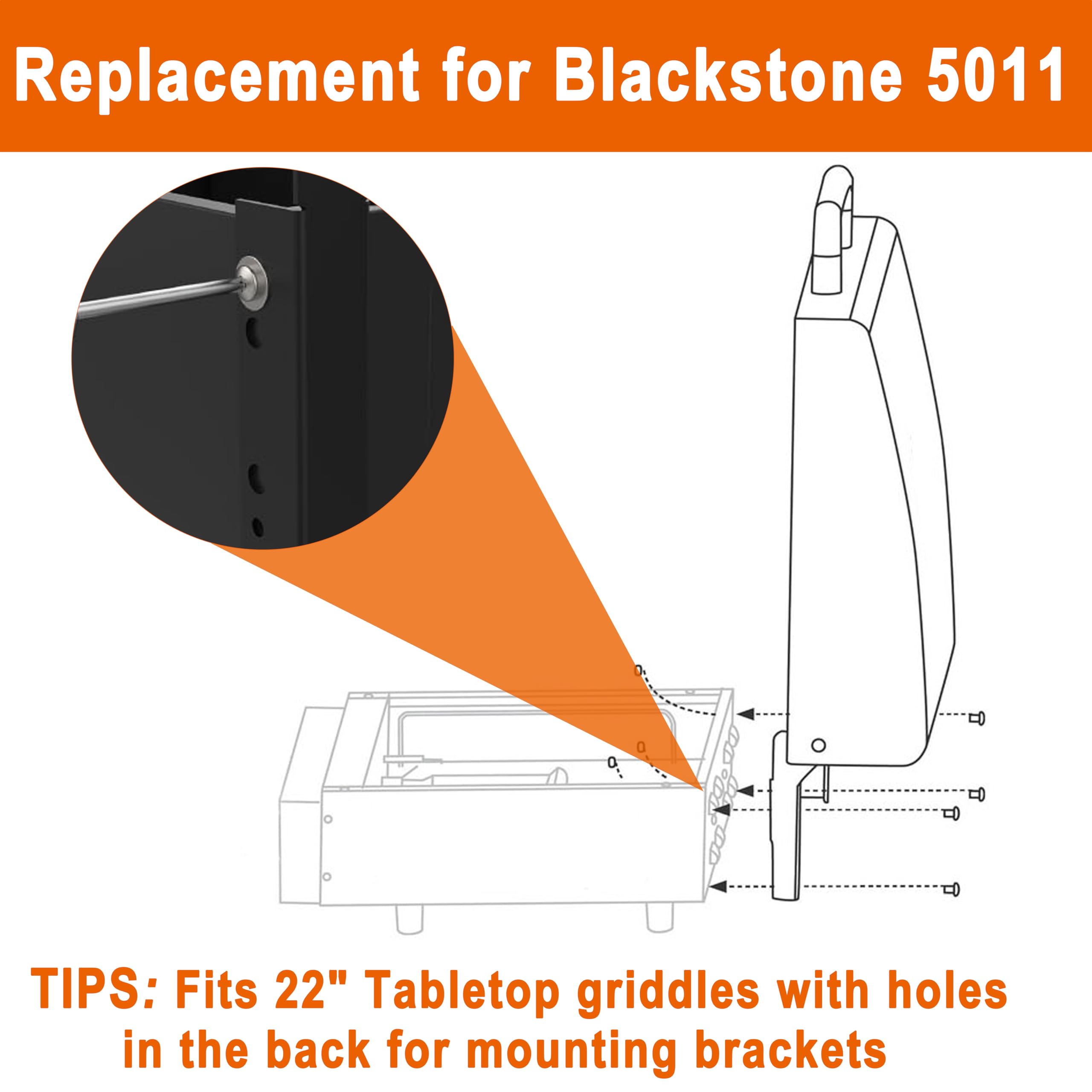 Blackstone 22 Inch Table Top Griddle Hard Cover Hood with Temperature Gauge - 5011 Griddle Hood for 22
