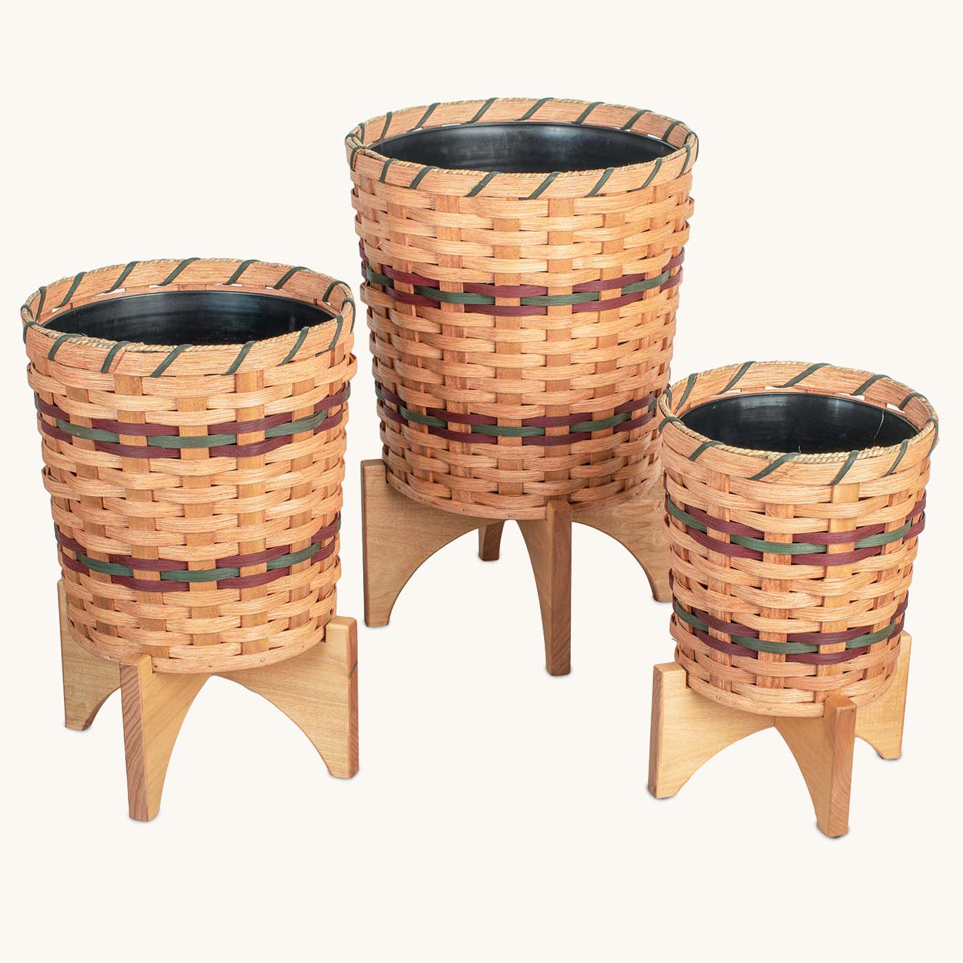 3 Piece Round Woven Wicker Plant Basket Set - Indoor/Outdoor Decorative Hanging Planter for Home, Garden, Patio & Balcony Decor