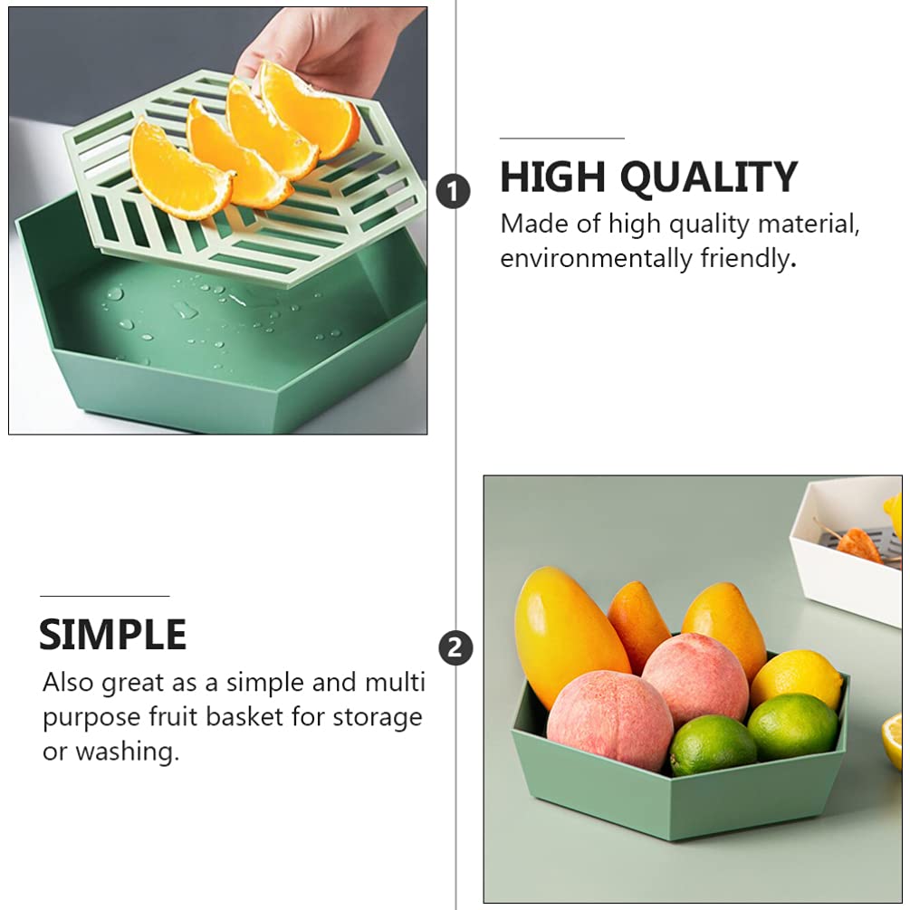 Hexagon Plastic Fruit Drainer Basket - Multi-Purpose Kitchen Draining Tray for Fruits, Snacks & Tea - Creative Home Fruit Plate for Parties, Picnics & Daily Use