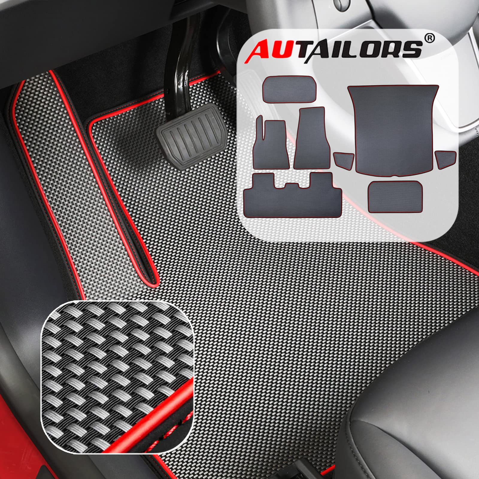 Premium All-Weather 5-Seat Floor Mats for 2022 Tesla Model Y (Long Range) - Waterproof, Lightweight & Odorless Car Floor Liners - 8pc Set - Made in USA - Perfect for Daily Commute, Road Trips & Extreme Weather Protection
