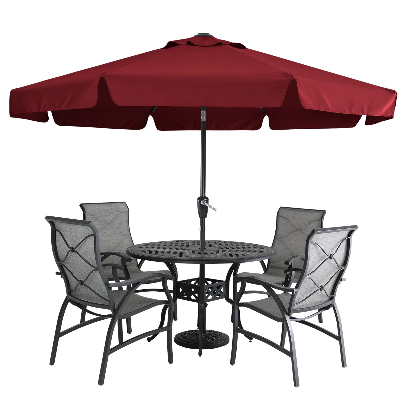 MASTERCANOPY 10ft Burgundy Patio Umbrella with 8 Ribs - Heavy Duty Outdoor Market Umbrella for Restaurant, Cafe, Poolside & Backyard Use