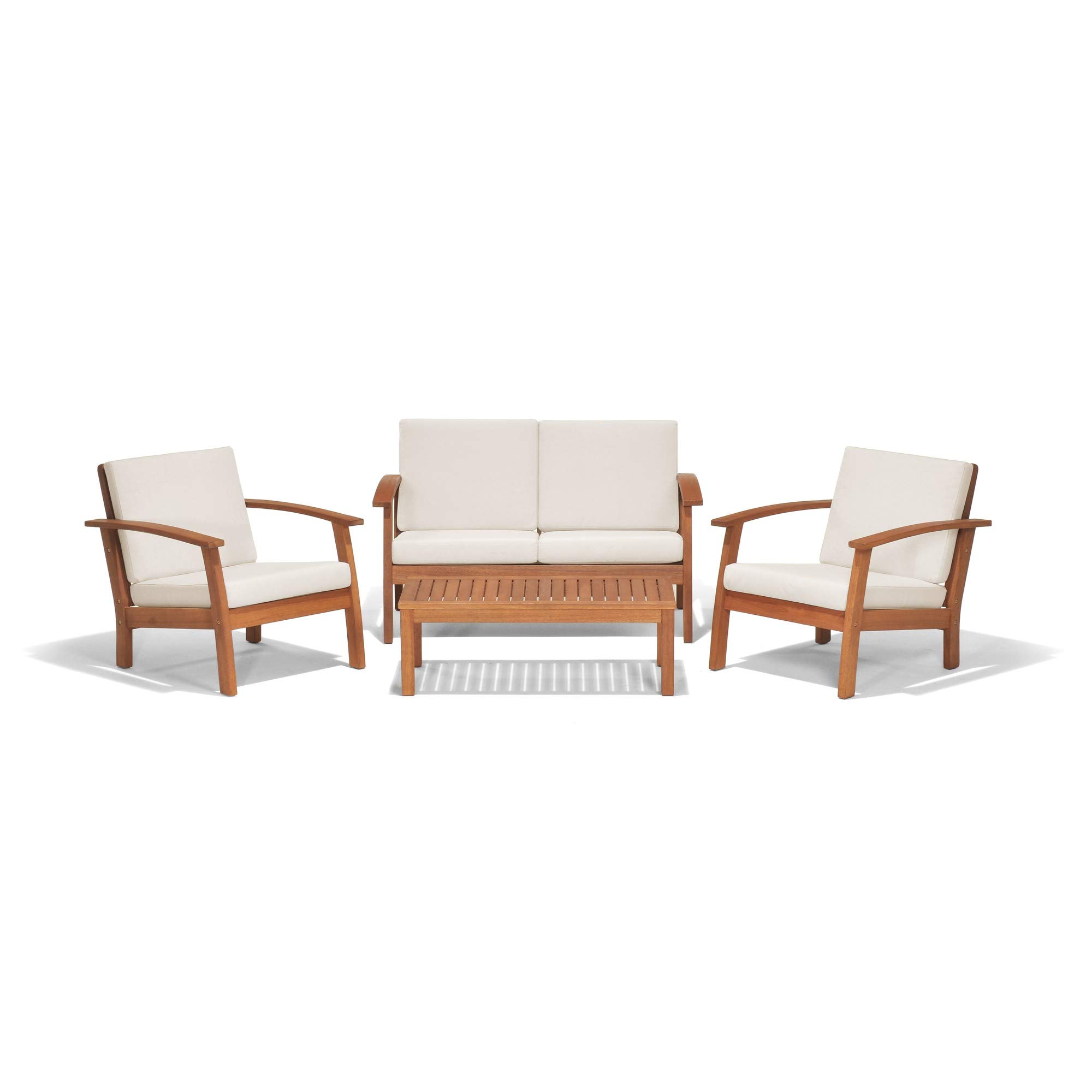 4-Piece Brown Murano Eucalyptus Patio Conversation Set with 50