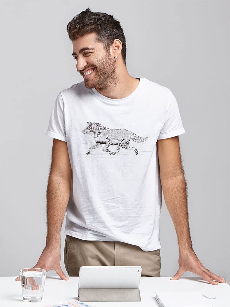 Running Wolf Hand Drawn Graphic T-Shirt for Men - Premium Cotton Tee for Casual Wear, Street Style & Outdoor Adventures