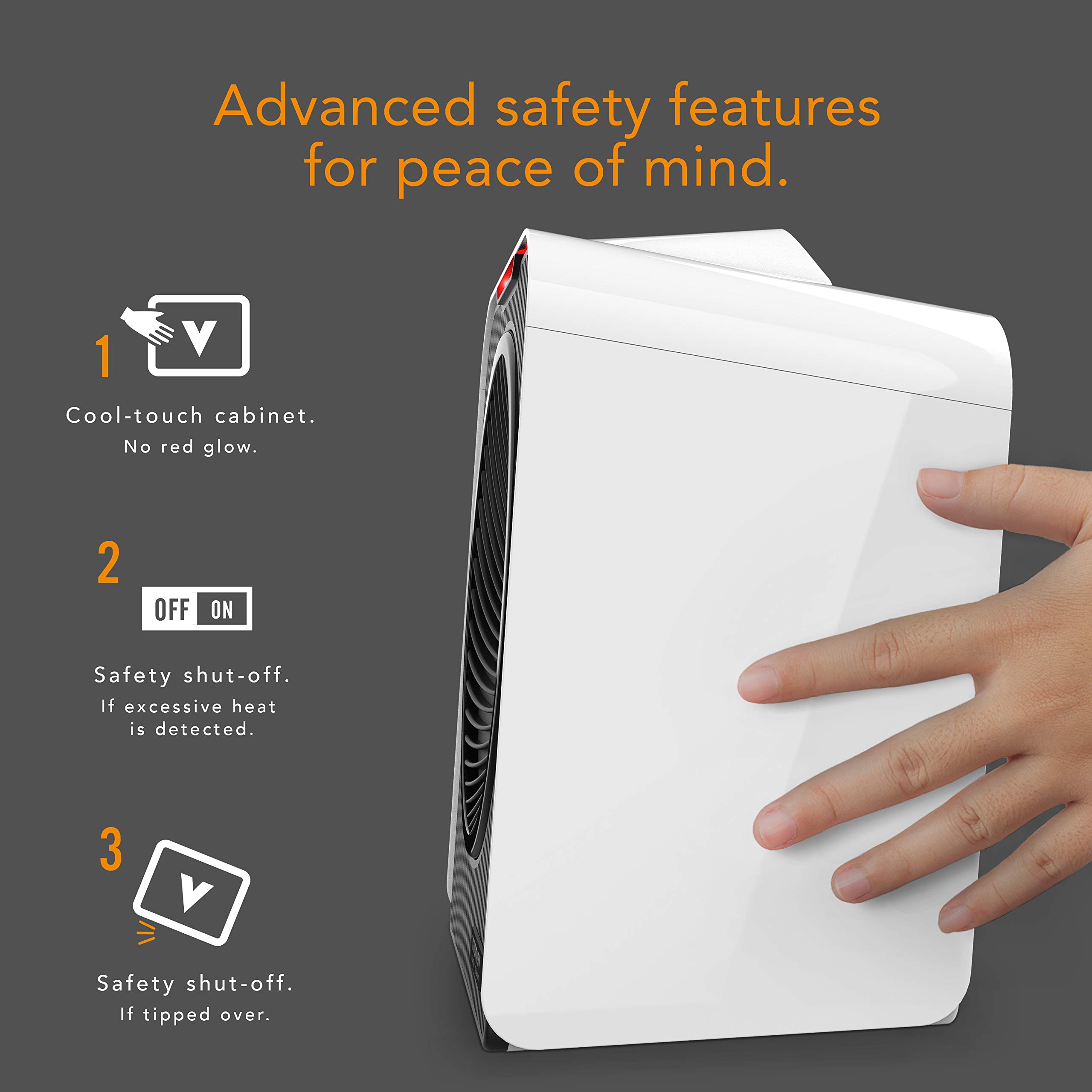 Vornado Velocity 5 Large Whole Room Space Heater - Auto Climate Control, Adjustable Timer, Overheat Protection - White Electric Heater for Bedroom, Office & Home Use