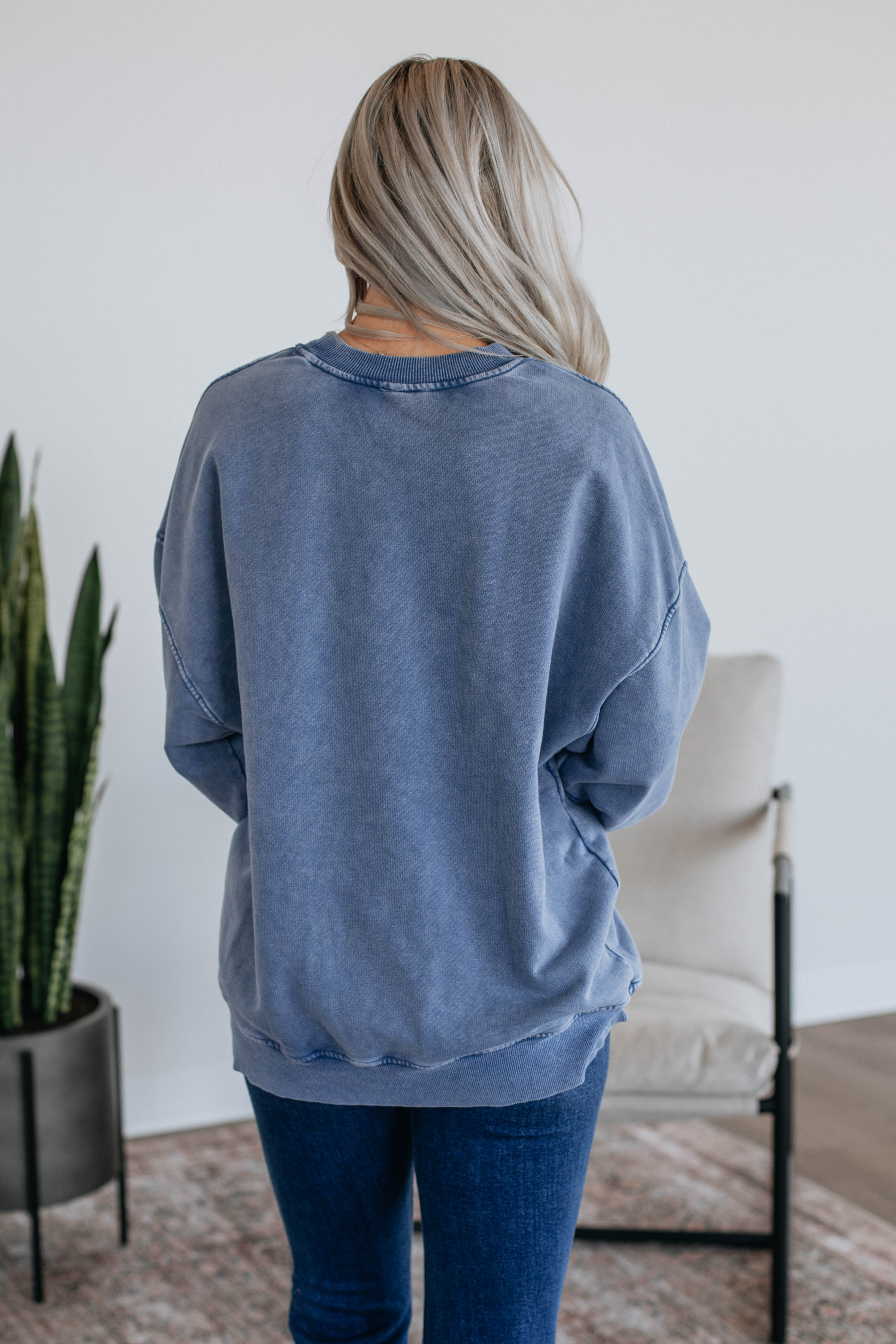 Game Day Oversized Crewneck Sweatshirt - Steel Blue | Comfortable & Stylish for Sports Events, Casual Wear & Lounge